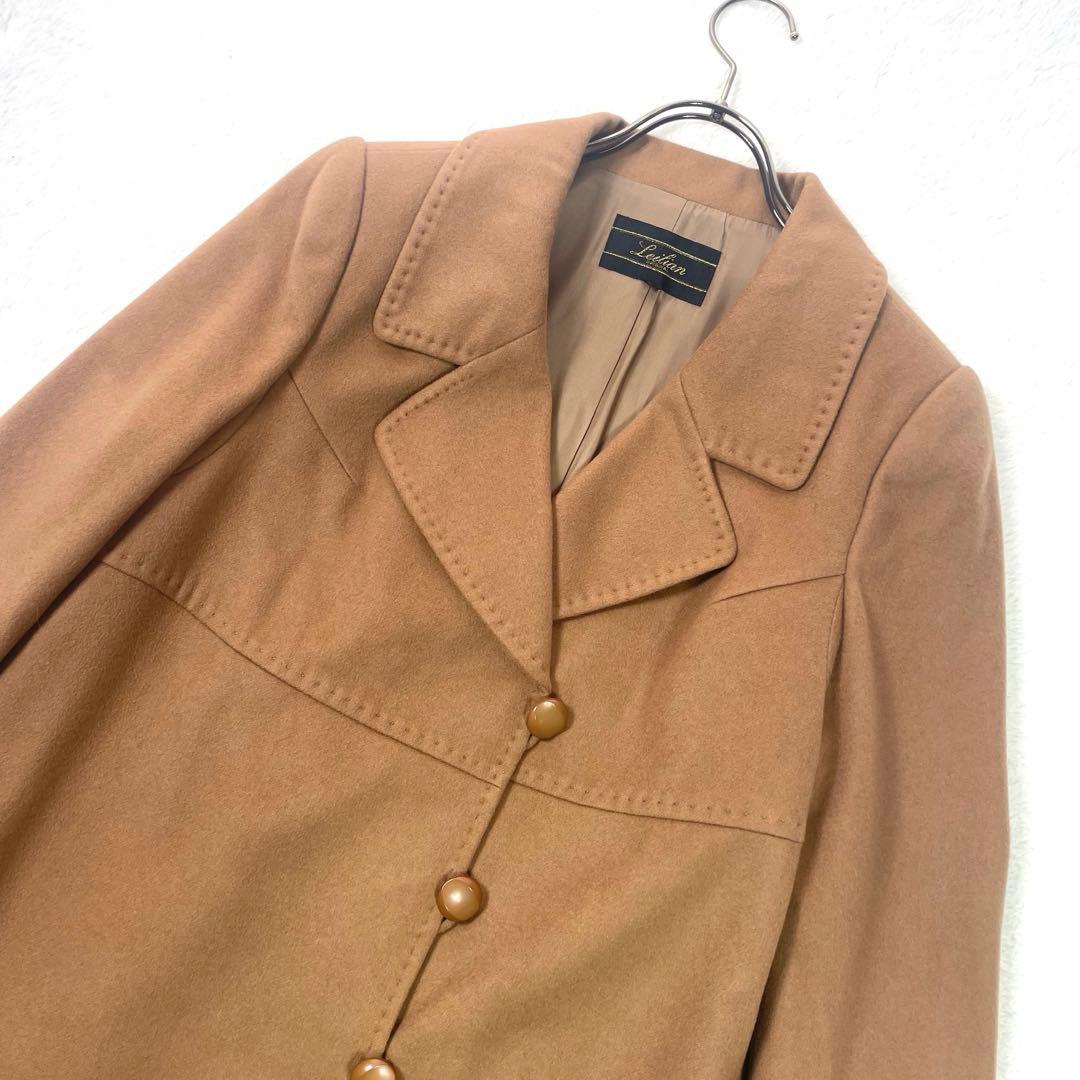 大きめ 13+✨レリアン カシミヤ 100%レトロ ロングコート キャメル