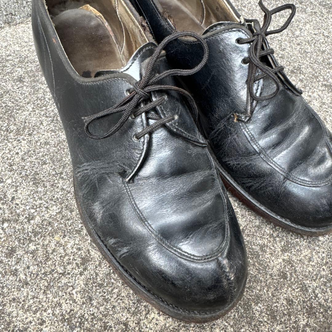 70s ビンテージ US NAVY サービスシューズ 黒 レザーシューズ