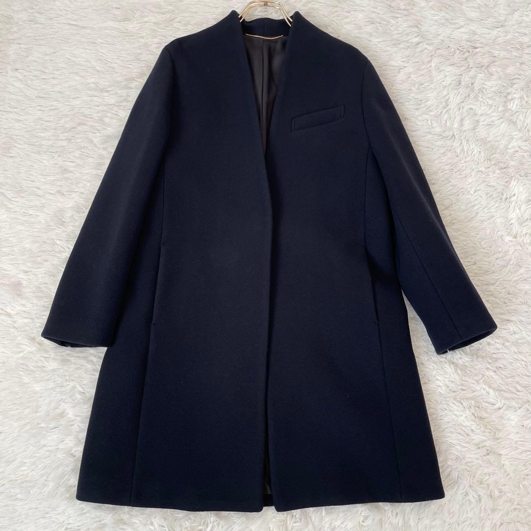 アパルトモン 22AWノーカラー チェスターコート カシミヤ混／36