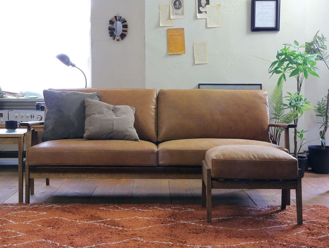 22日までオーカー(ジクロ)ソファ 2.5人掛　オットマン付属　クラッシュゲート