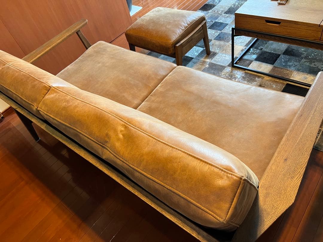 22日までオーカー(ジクロ)ソファ 2.5人掛　オットマン付属　クラッシュゲート