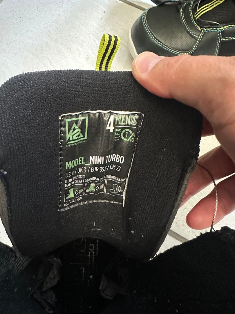 子供用120cmスノーボード ビンディングとブーツ 22cmセット k2