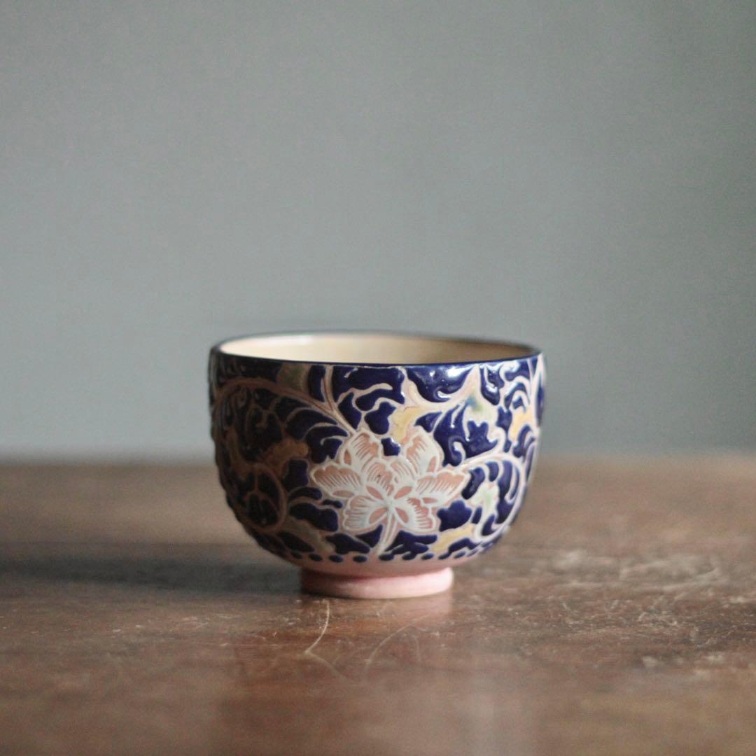 京焼 泰山与平衛 色絵 茶碗 茶道具 古美術 古道具 アンティーク