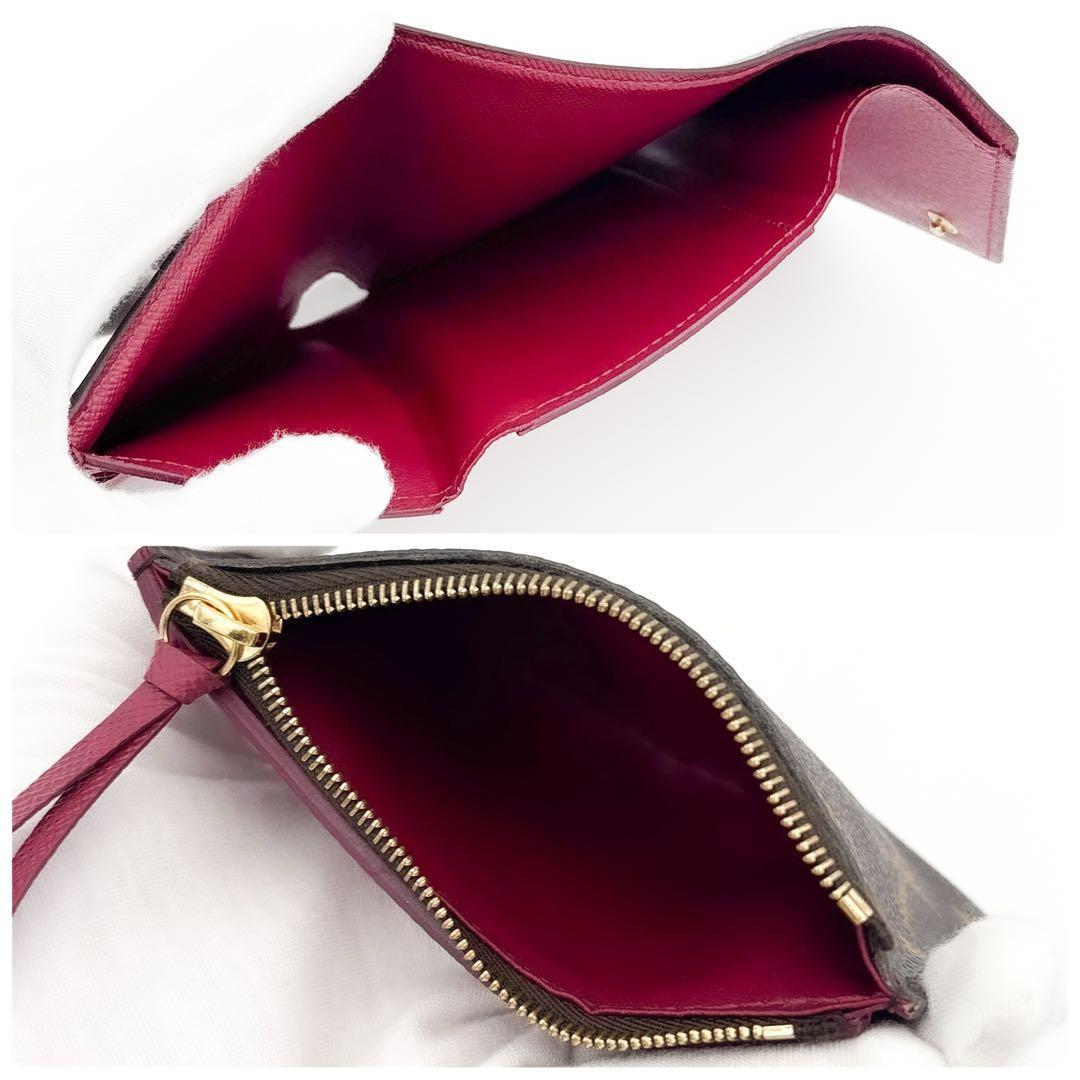 【型崩れ少ない】ルイヴィトン モノグラム ヴィクトリーヌ フューシャ 三つ折り