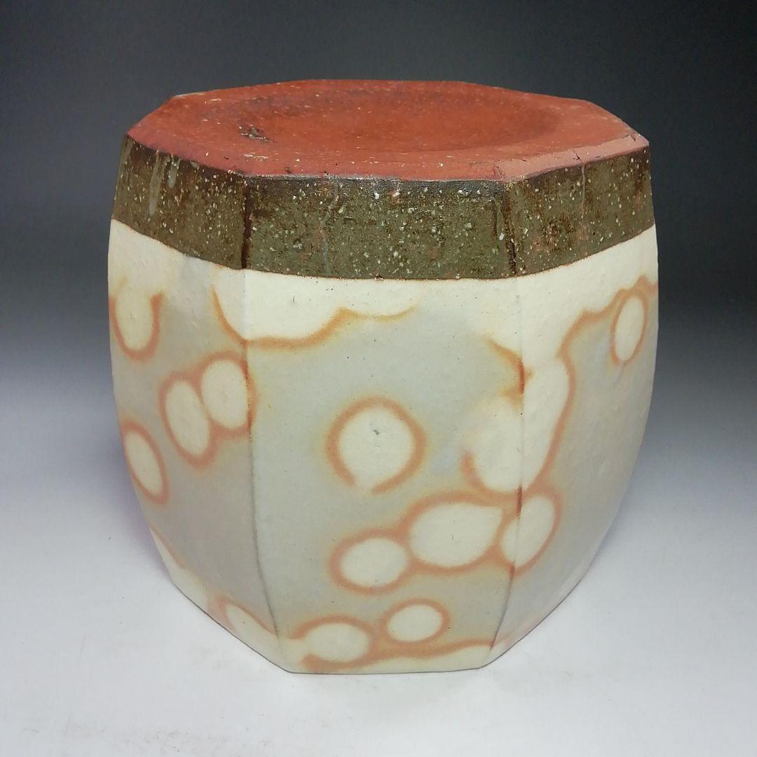 Ｓ８０７　水指　『窯変面取　水指』『安田道雄』　共箱　茶道具