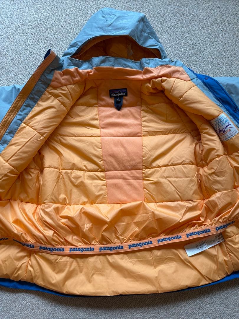 パタゴニア キッズパウダータウンスキージャケット Lサイズ 青/灰色