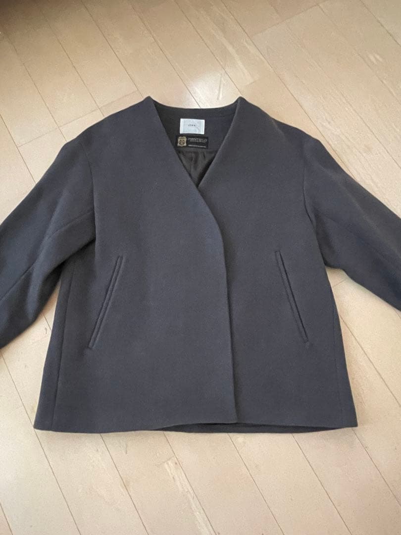 IÉNA MANTECQO ダークグレー ウールコート