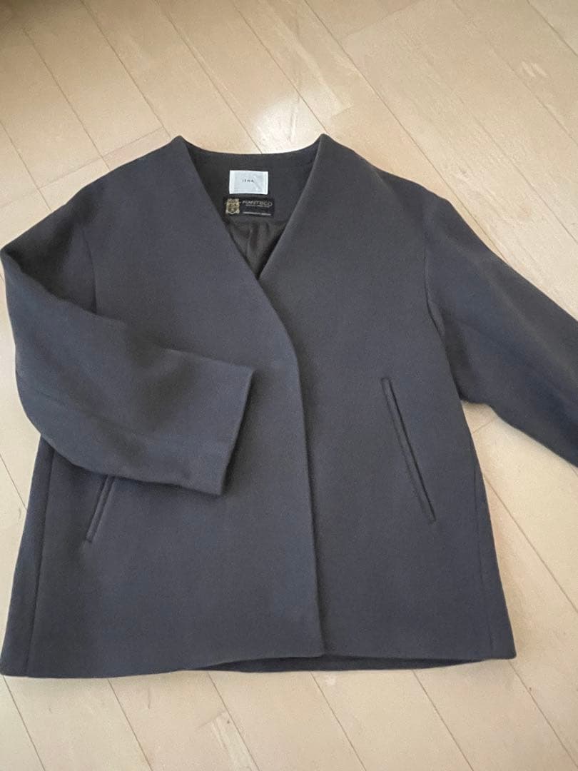 IÉNA MANTECQO ダークグレー ウールコート