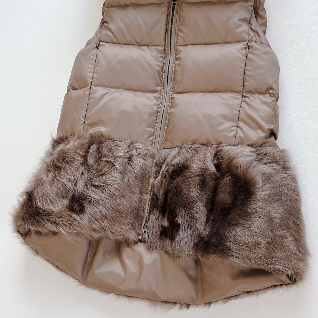 美品✨Diagram ラムファーダウンベスト　ダウン　ブラウン　フード　36