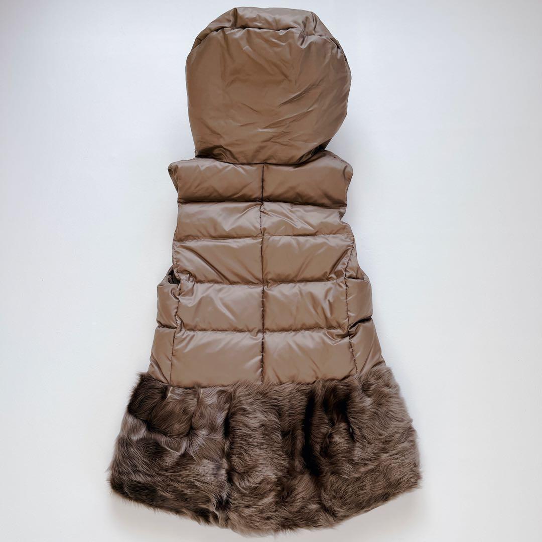 美品✨Diagram ラムファーダウンベスト　ダウン　ブラウン　フード　36