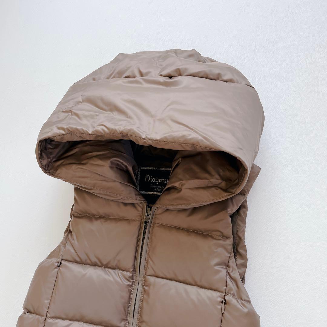 美品✨Diagram ラムファーダウンベスト　ダウン　ブラウン　フード　36
