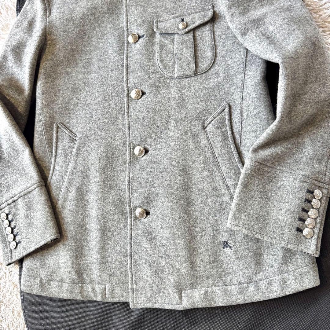 極美品　バーバリーブラックレーベル　中綿　銀ボタン　ピーコート　モノグラム　M