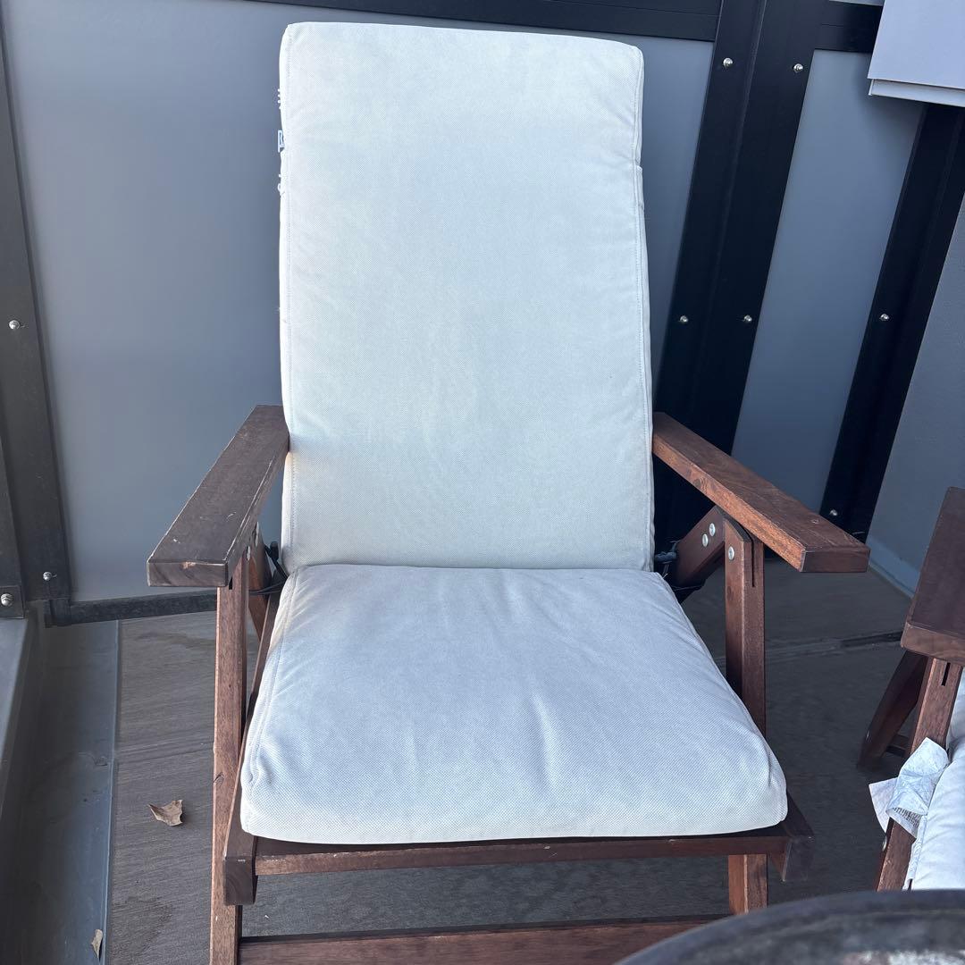 リクライニングアウトドアチェア クリーム色