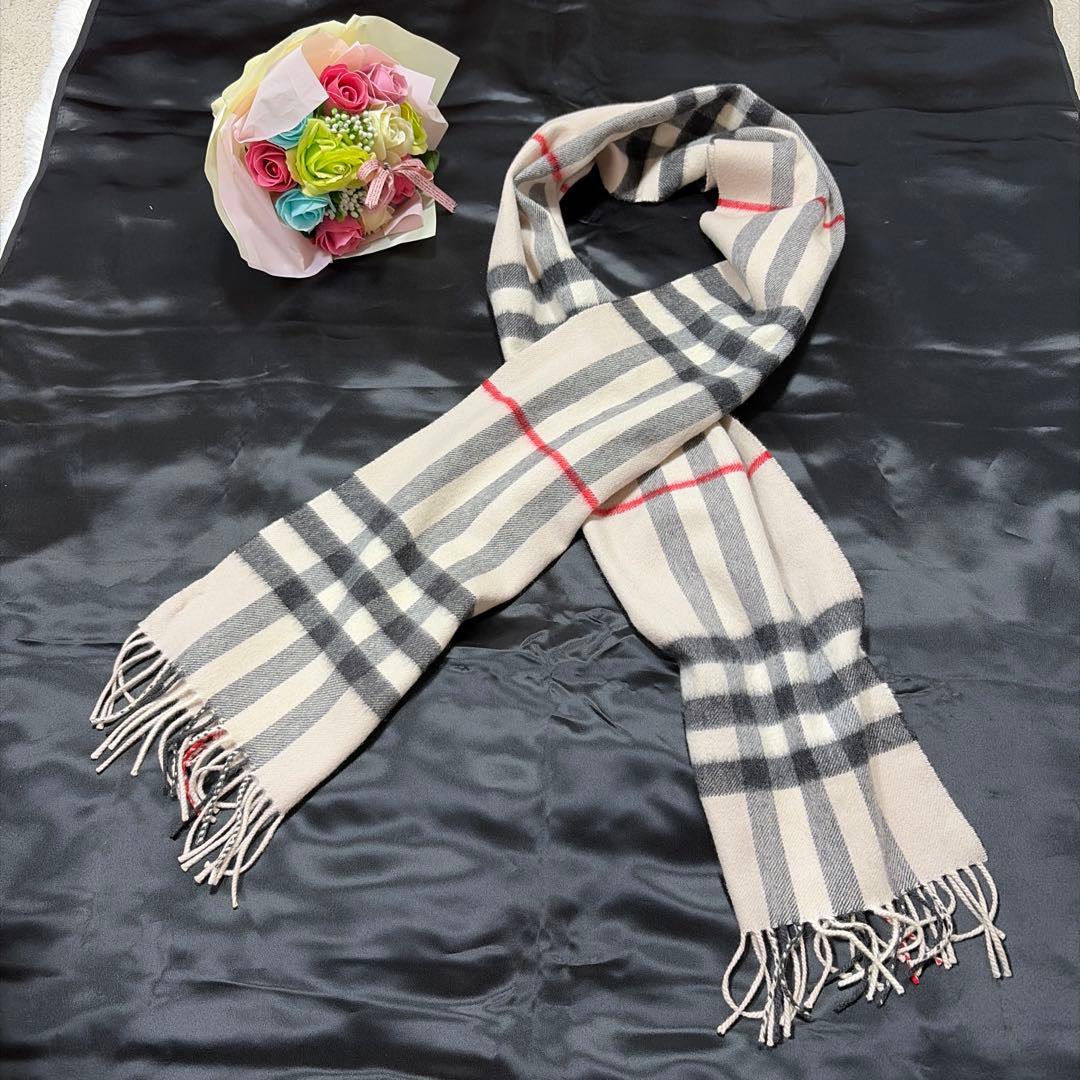 現行 極美品 BURBERRY バーバリー カシミヤ ノバチェック柄 マフラー