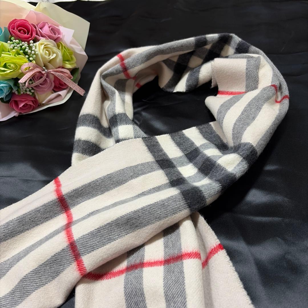 現行 極美品 BURBERRY バーバリー カシミヤ ノバチェック柄 マフラー