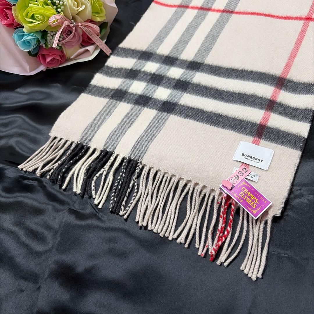 現行 極美品 BURBERRY バーバリー カシミヤ ノバチェック柄 マフラー