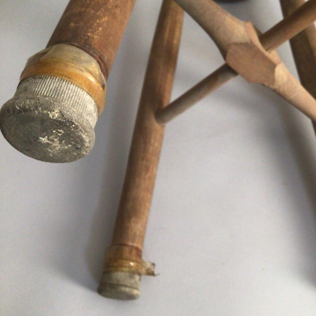 No4185 古道具　丸椅子　木製スツール　昭和　古家具　アンティーク　送料無料