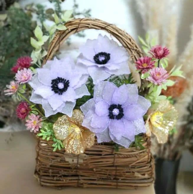 アネモネアレンジメント　　　　アメリカンフラワー　（ディップフラワー）