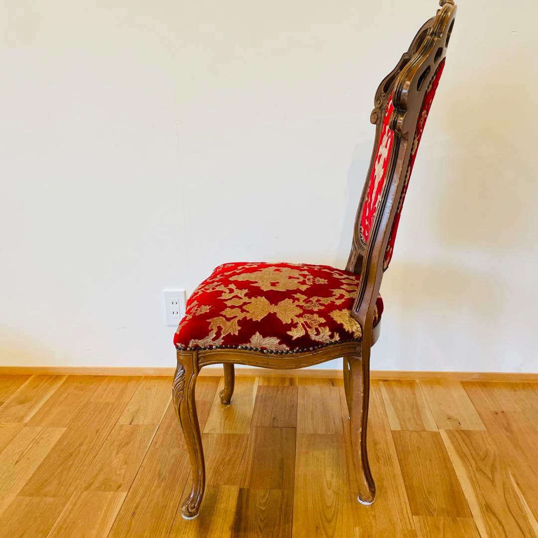 イタリア ダイニングチェア 金華山 赤 金 猫脚 椅子 ヨーロピアン ロココ ①