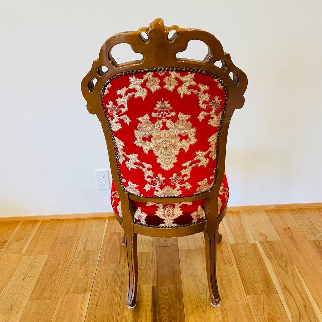 イタリア ダイニングチェア 金華山 赤 金 猫脚 椅子 ヨーロピアン ロココ ①