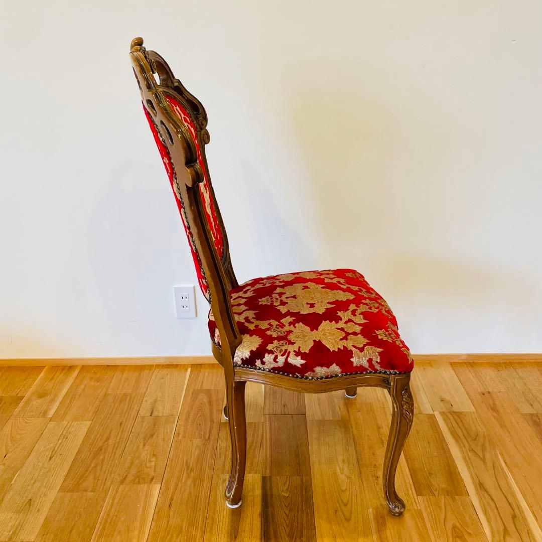 イタリア ダイニングチェア 金華山 赤 金 猫脚 椅子 ヨーロピアン ロココ ①