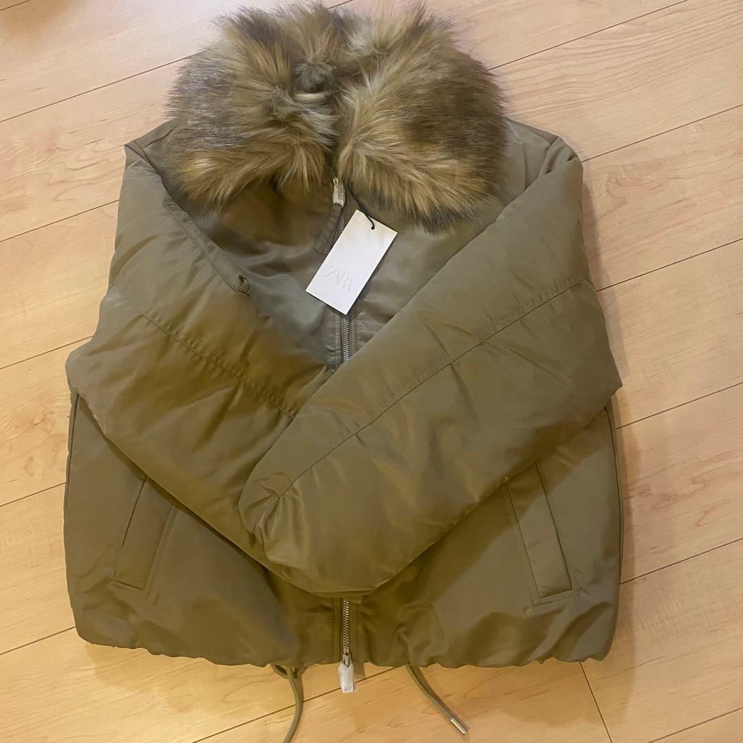 ZARA ザラ　フェイクファー襟ボンバージャケット　M