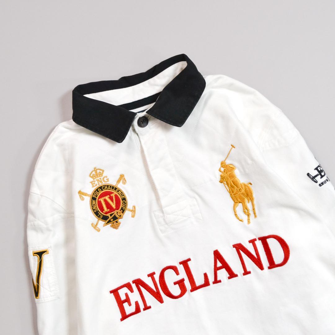 【極美品】Ralph Laurenラルフローレン ENGLANDラガーシャツL白