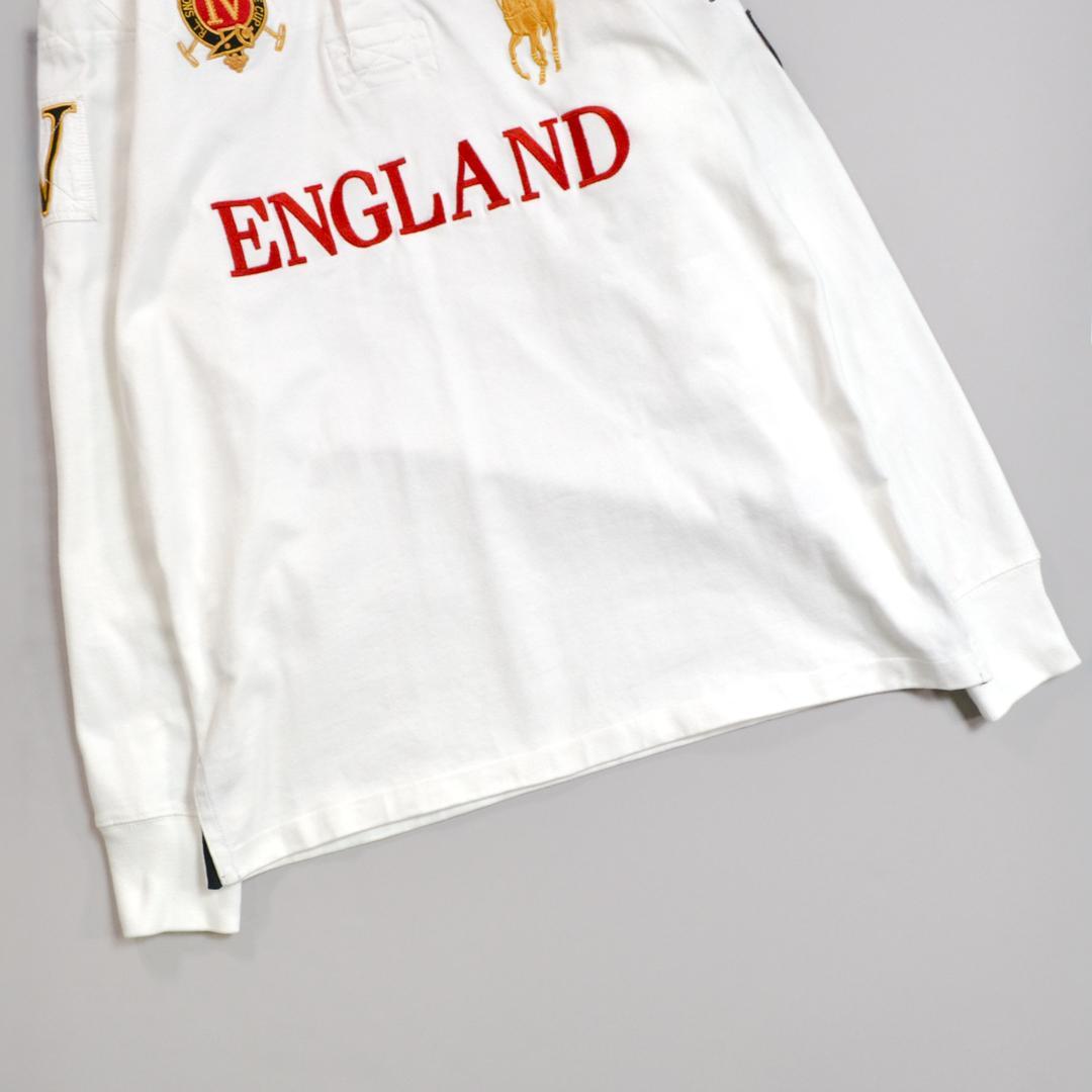 【極美品】Ralph Laurenラルフローレン ENGLANDラガーシャツL白