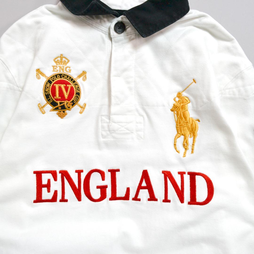 【極美品】Ralph Laurenラルフローレン ENGLANDラガーシャツL白
