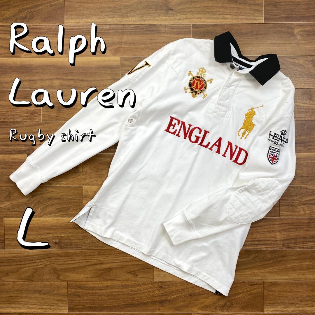 【極美品】Ralph Laurenラルフローレン ENGLANDラガーシャツL白