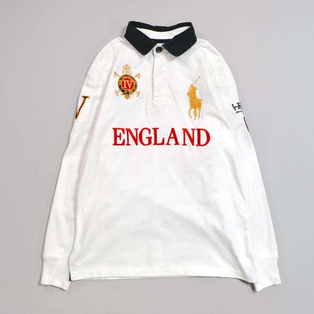 【極美品】Ralph Laurenラルフローレン ENGLANDラガーシャツL白