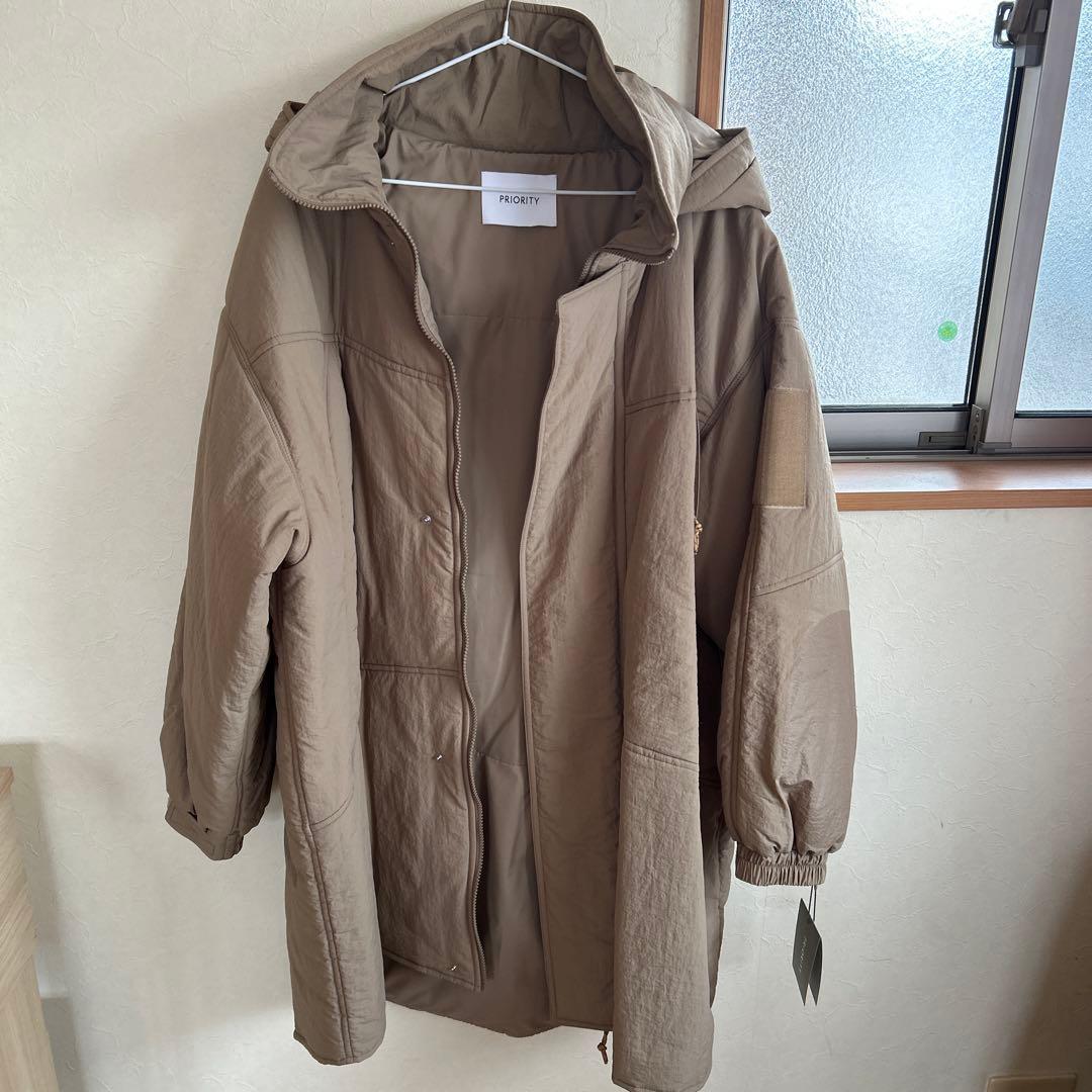 定価39000円新品タグ付きPRIORITY中綿フード付きコートベージュ