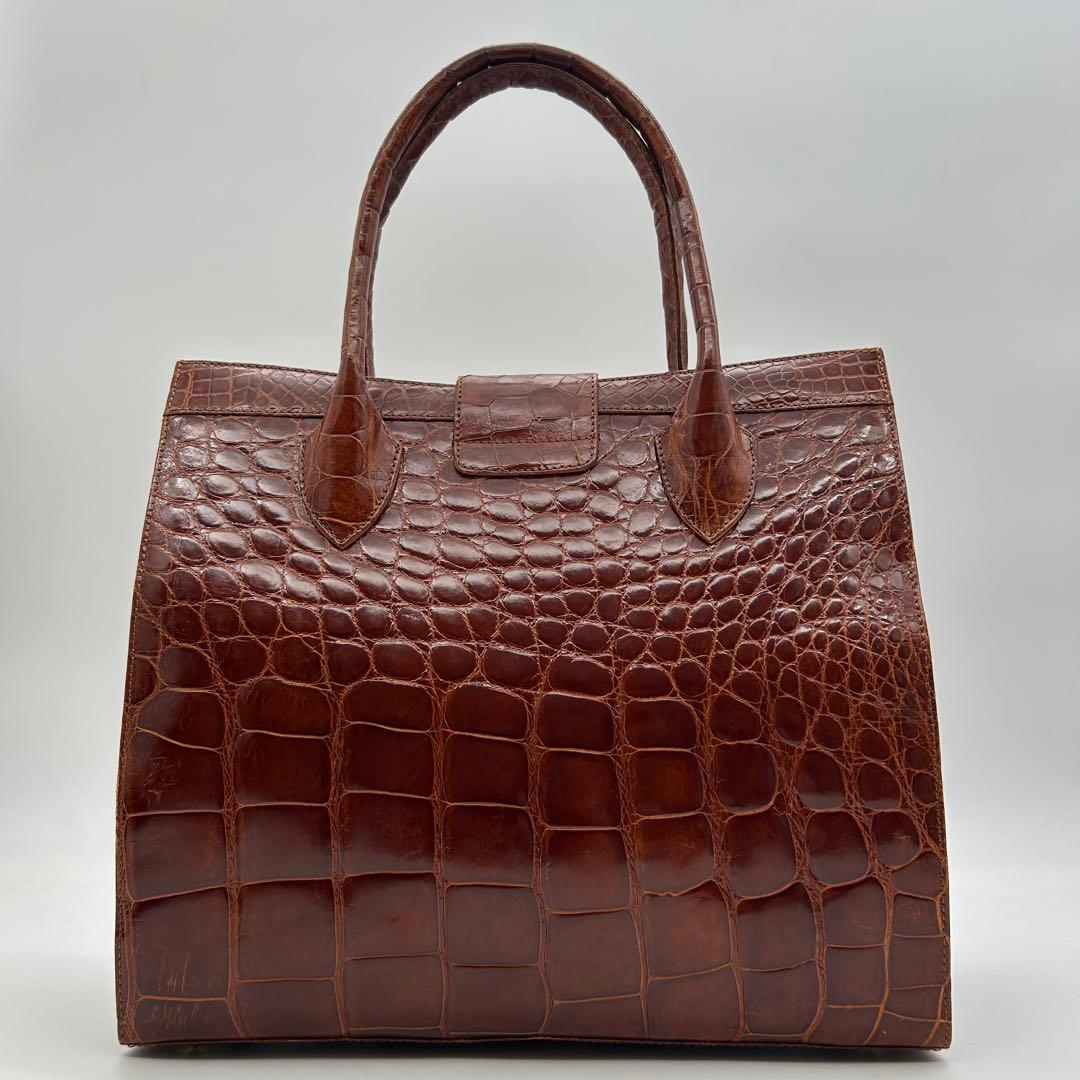 美品　Franco Parmeggiani　クロコ　トートバッグ　肩掛け　自立