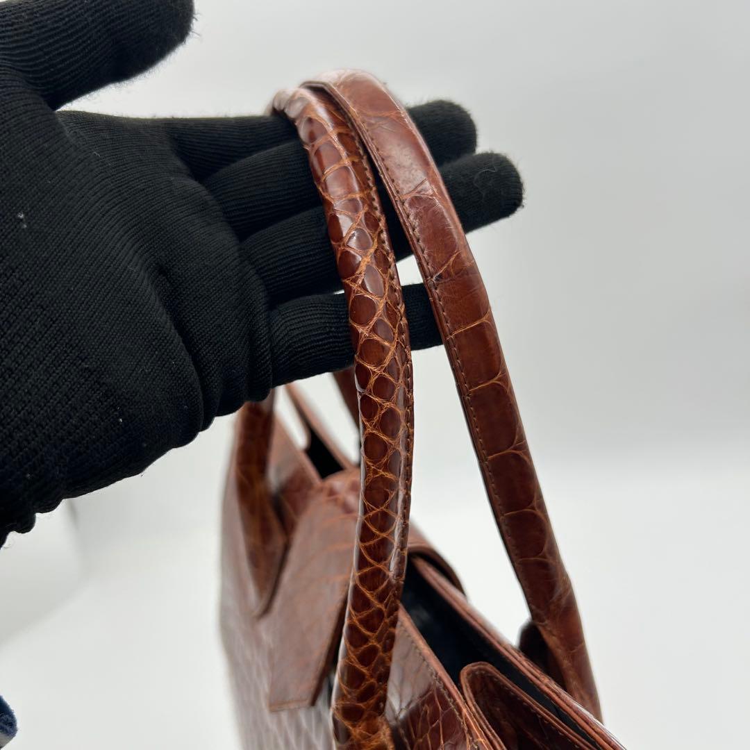 美品　Franco Parmeggiani　クロコ　トートバッグ　肩掛け　自立