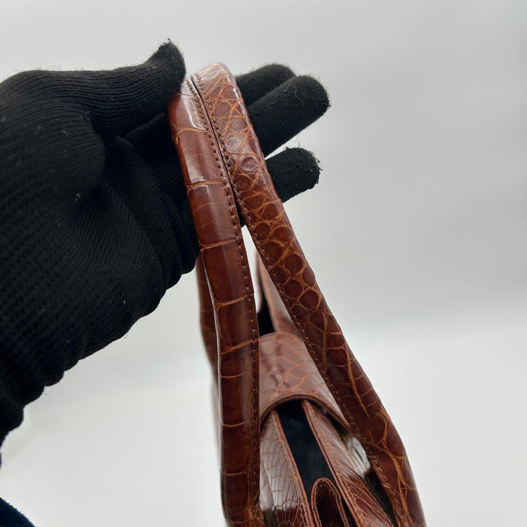 美品　Franco Parmeggiani　クロコ　トートバッグ　肩掛け　自立