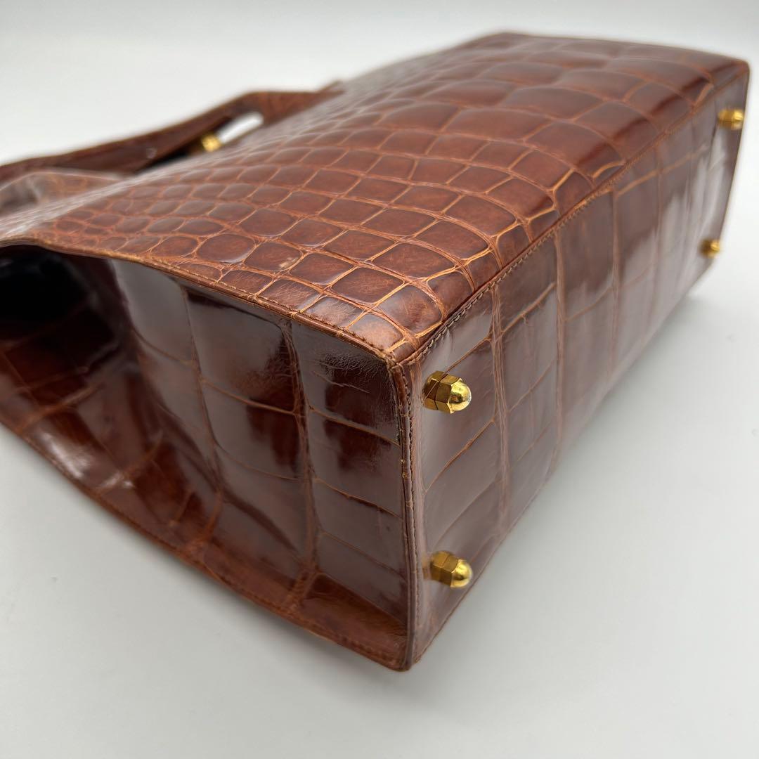 美品　Franco Parmeggiani　クロコ　トートバッグ　肩掛け　自立