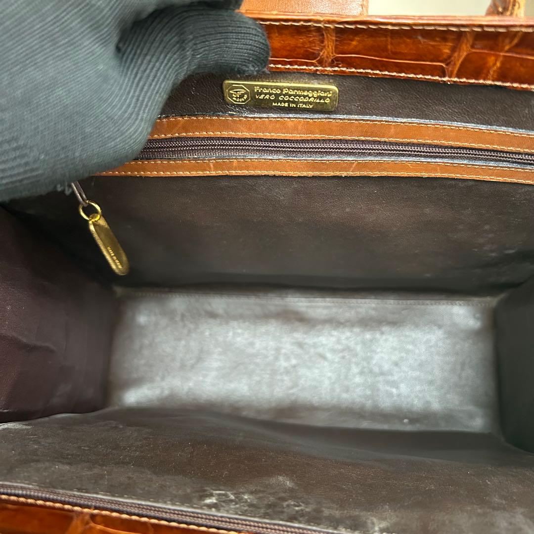 美品　Franco Parmeggiani　クロコ　トートバッグ　肩掛け　自立