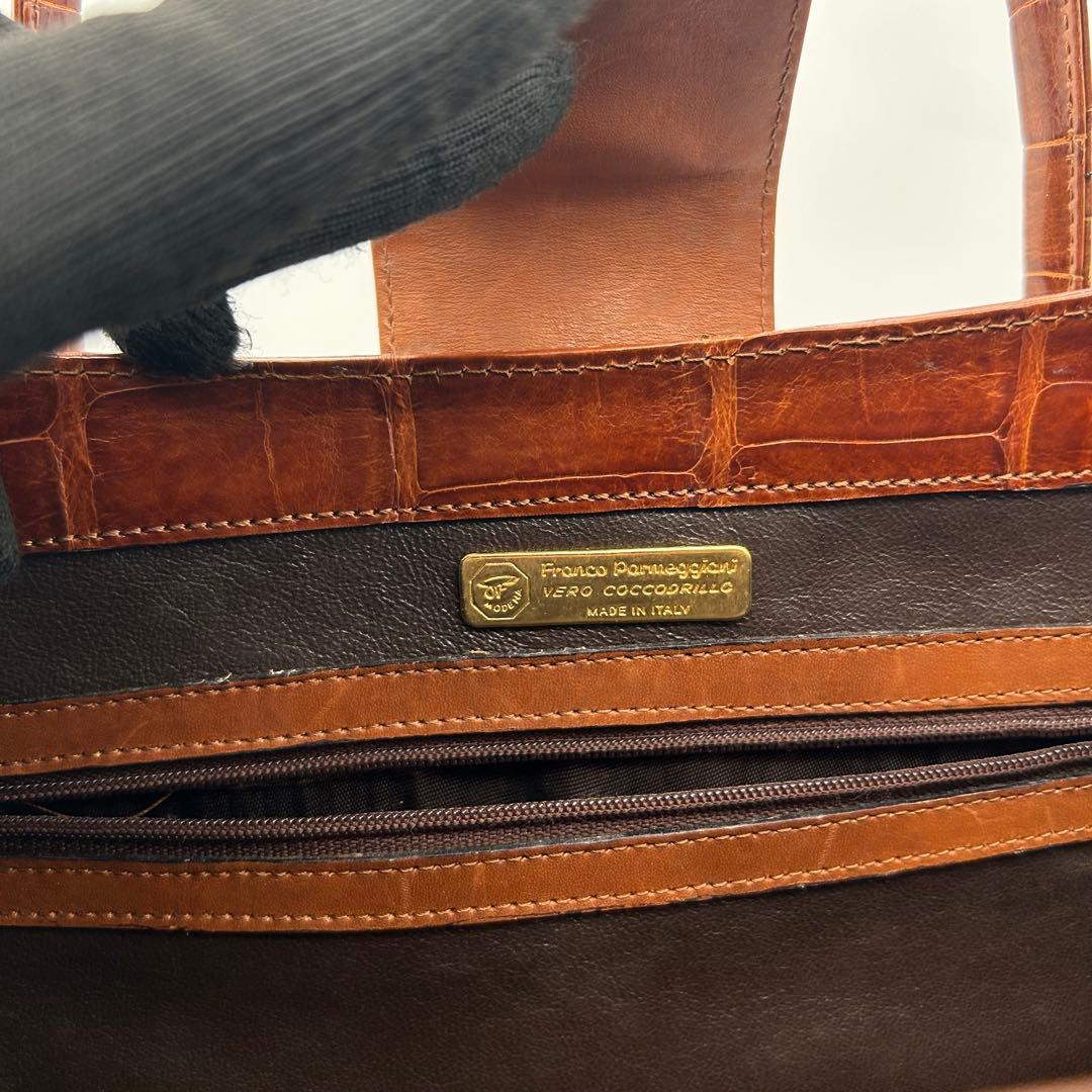 美品　Franco Parmeggiani　クロコ　トートバッグ　肩掛け　自立