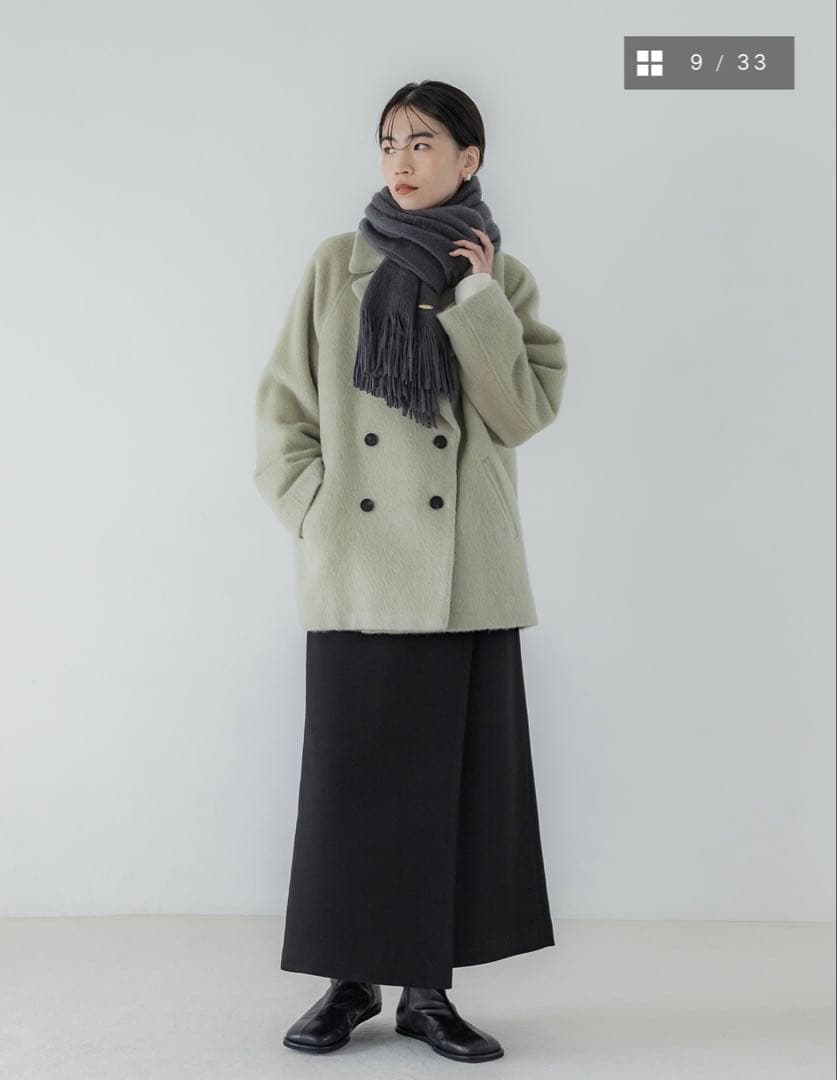 【茶葉】クルーレ crewreマイルドシャギーウールPコート サイズ1