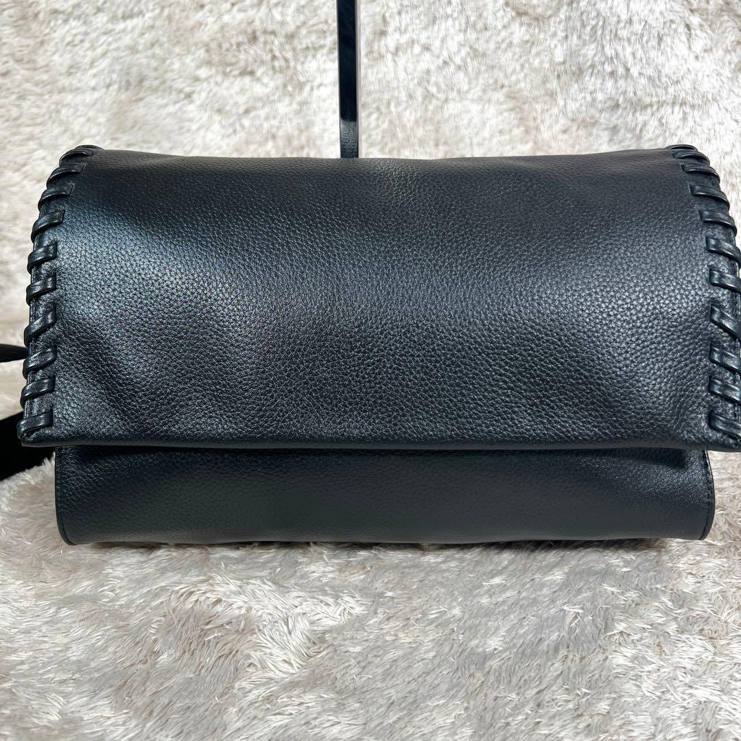 極美品✨　イアパピヨネ　ワイドテープショルダーバッグ　黒　ブラック