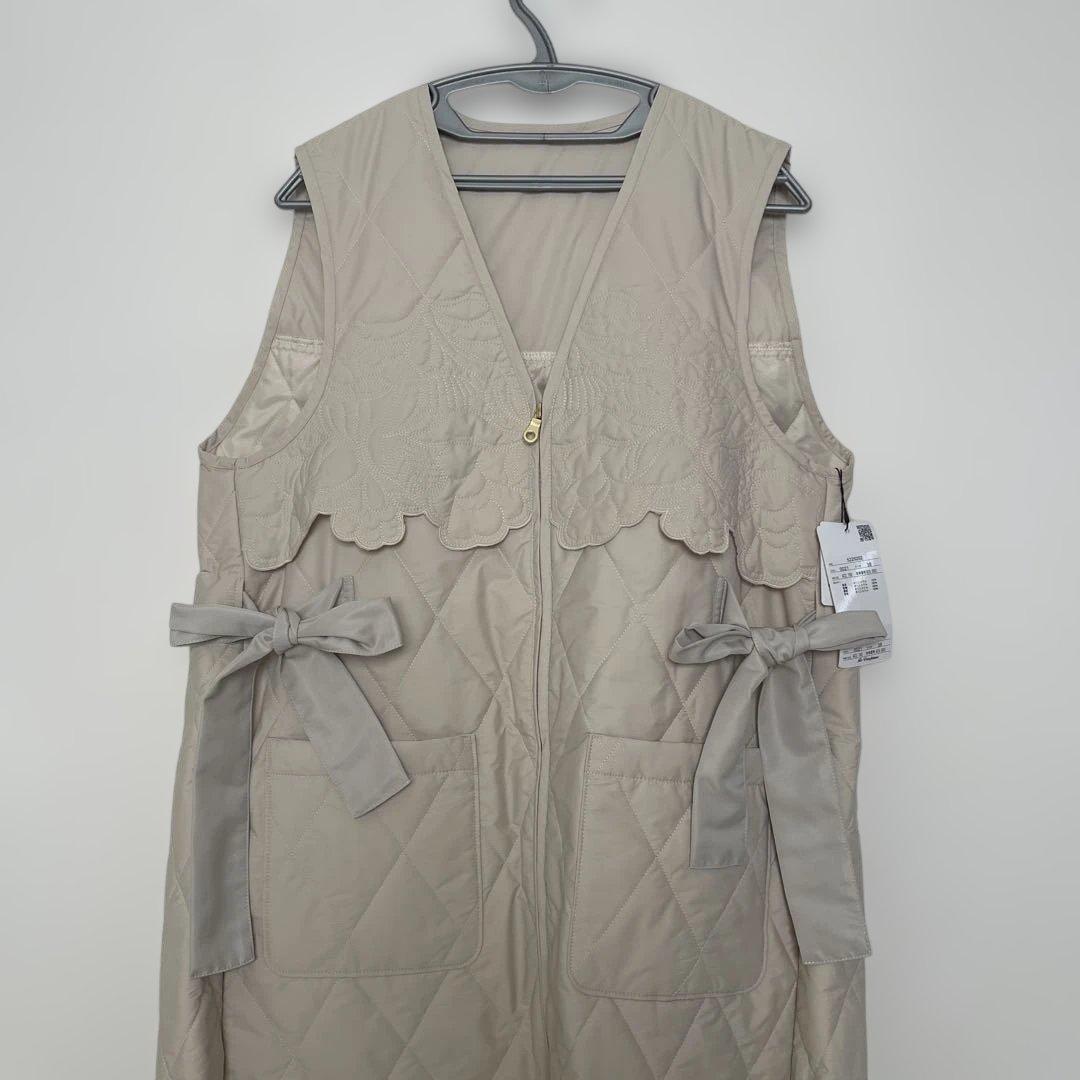 verofonna ベージュ キルティングダウンベスト　ジレ　サイズ38 Ｍ