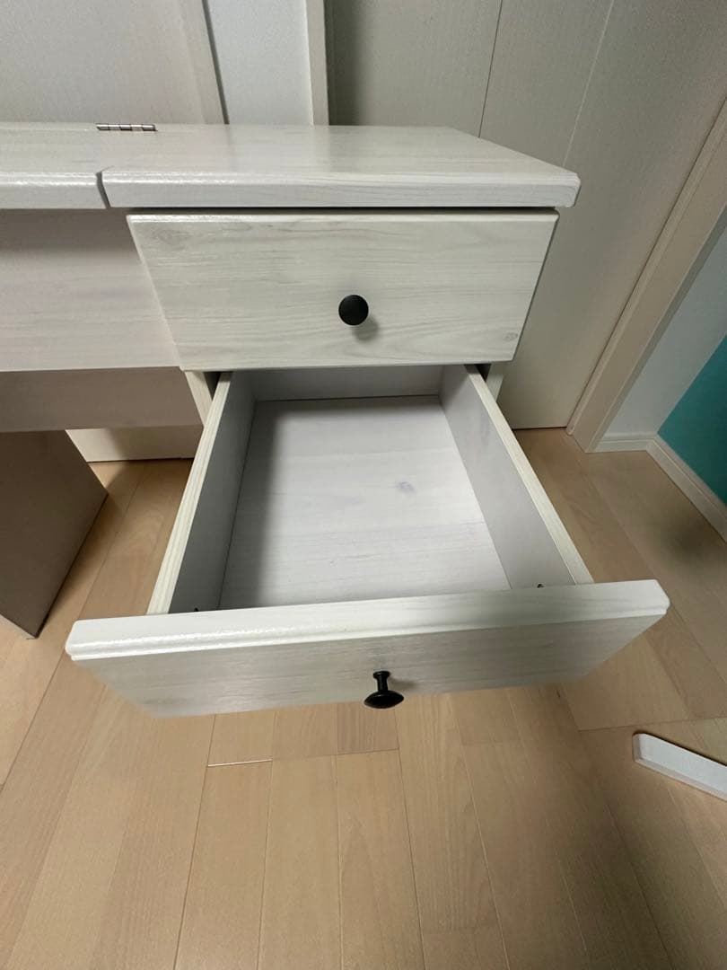 ホワイト ドレッサー ミラー付き コンパクト