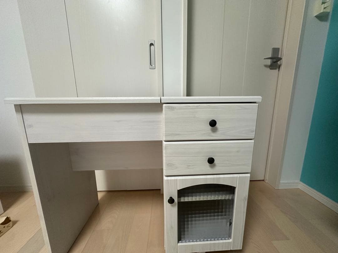 ホワイト ドレッサー ミラー付き コンパクト