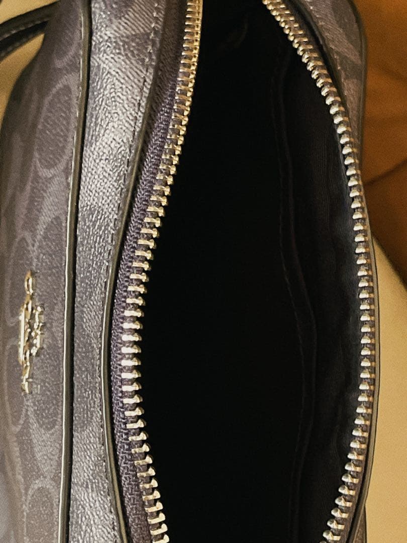 美品　COACH コーチ ショルダーバッグ シグネチャー柄 ダークブルー