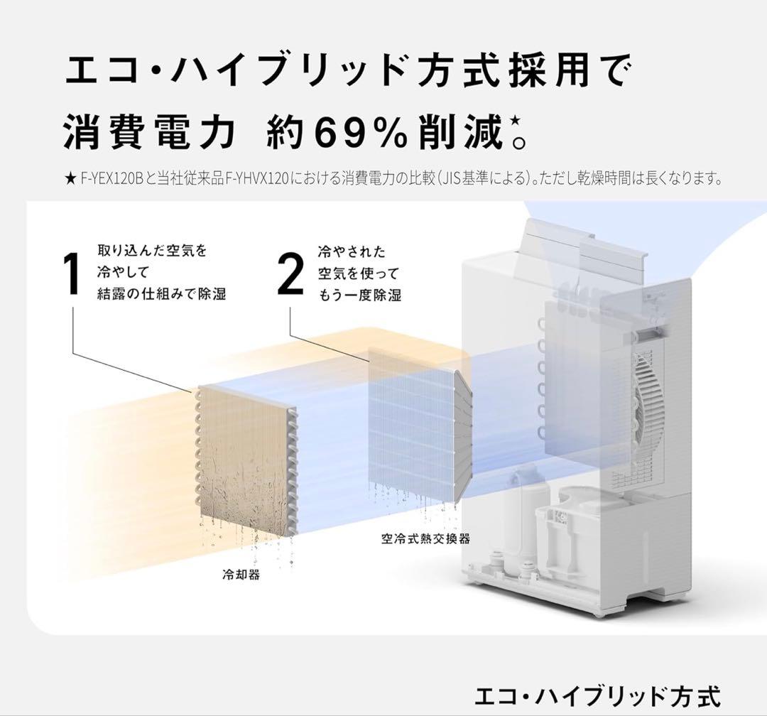 新品未使用 panasonic 衣類乾燥除湿機　F-YEX120B ホワイト