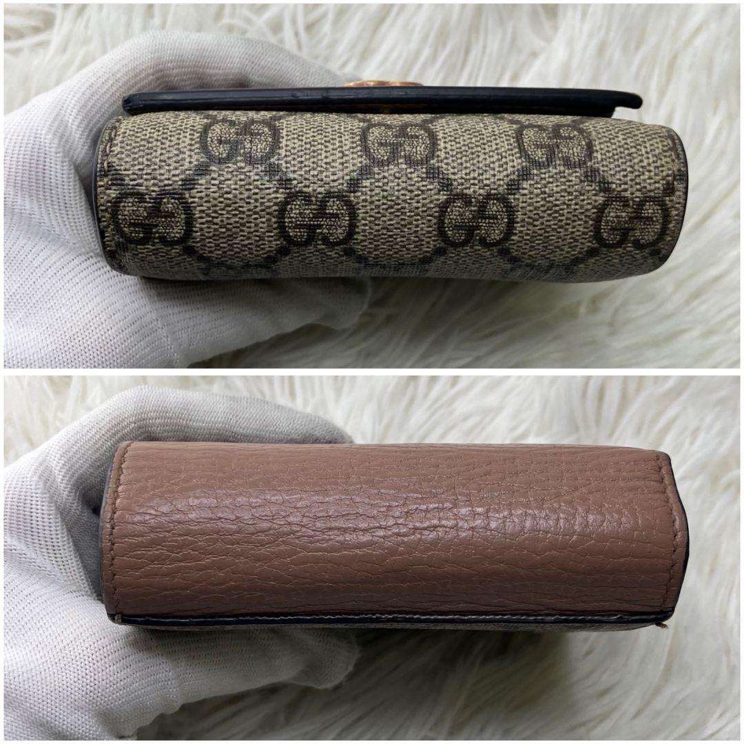 極美✨GUCCI 二つ折り財布 GG マーモント レザー ベージュ