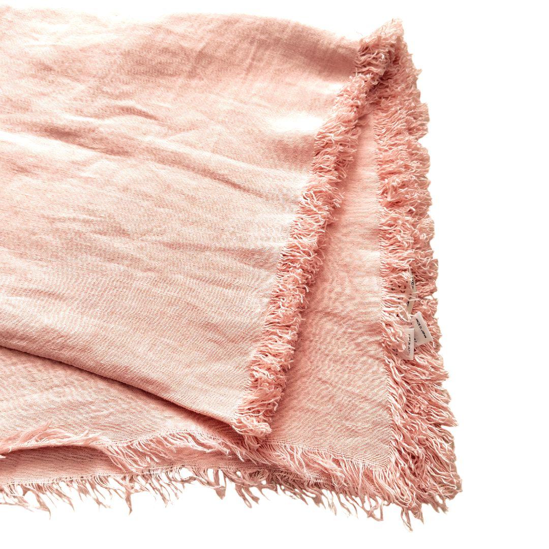 美品✨️ASAUCE MELER　大判ストール　フリンジ　リネン100％　ピンク