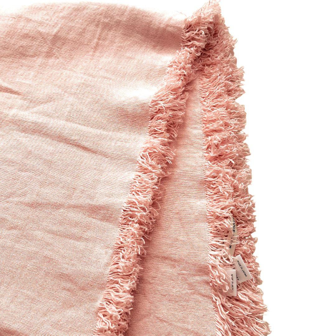 美品✨️ASAUCE MELER　大判ストール　フリンジ　リネン100％　ピンク