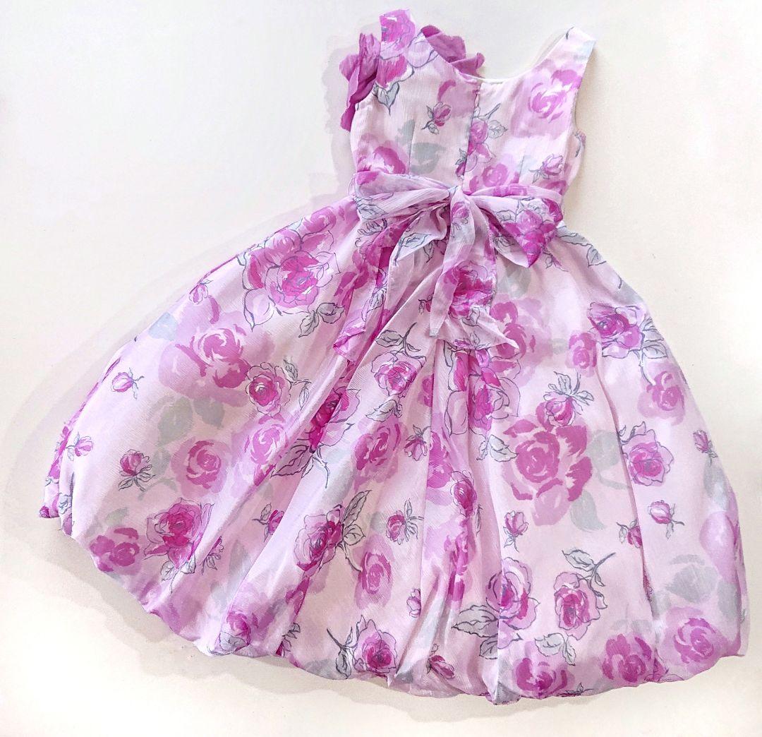 【mezzo piano】バラ柄 コサージュ付き ドレス メゾピアノ