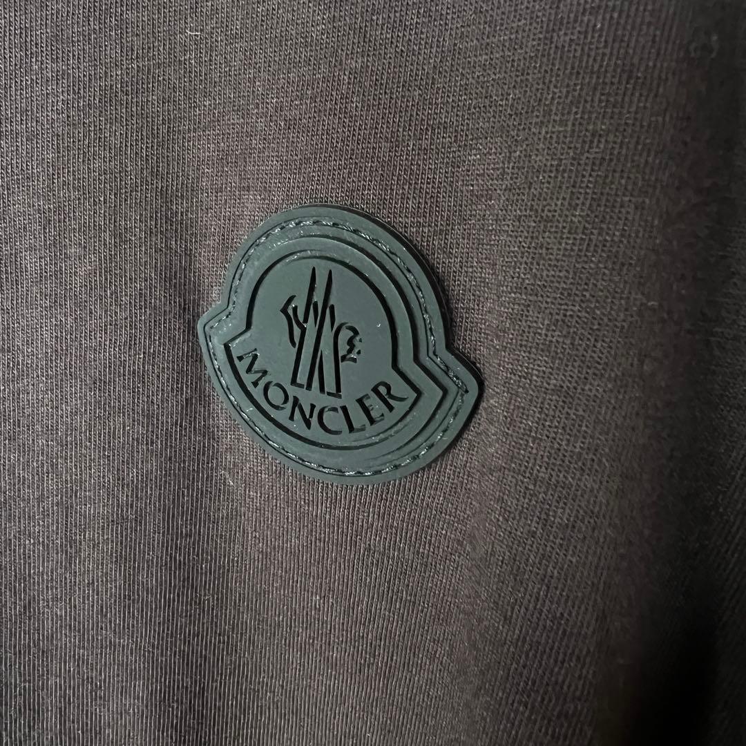 MONCLER 長袖Tシャツ　ロンT レイヤード　胸元ロゴ　ダークブラウン　L